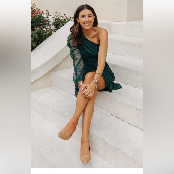 CLOSET CLEAR OUT!🎉 NWT WAYF X BFF JESS One Shoulder Lace Minidress - Picture 6 of 8